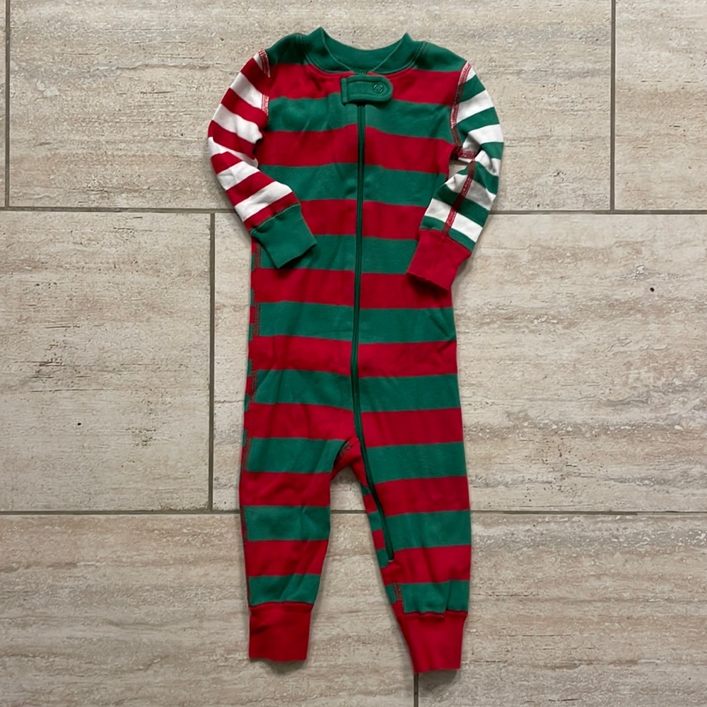 Hanna Anderson Baby Zip Christmas Stripe Sleeper, 12-18 months